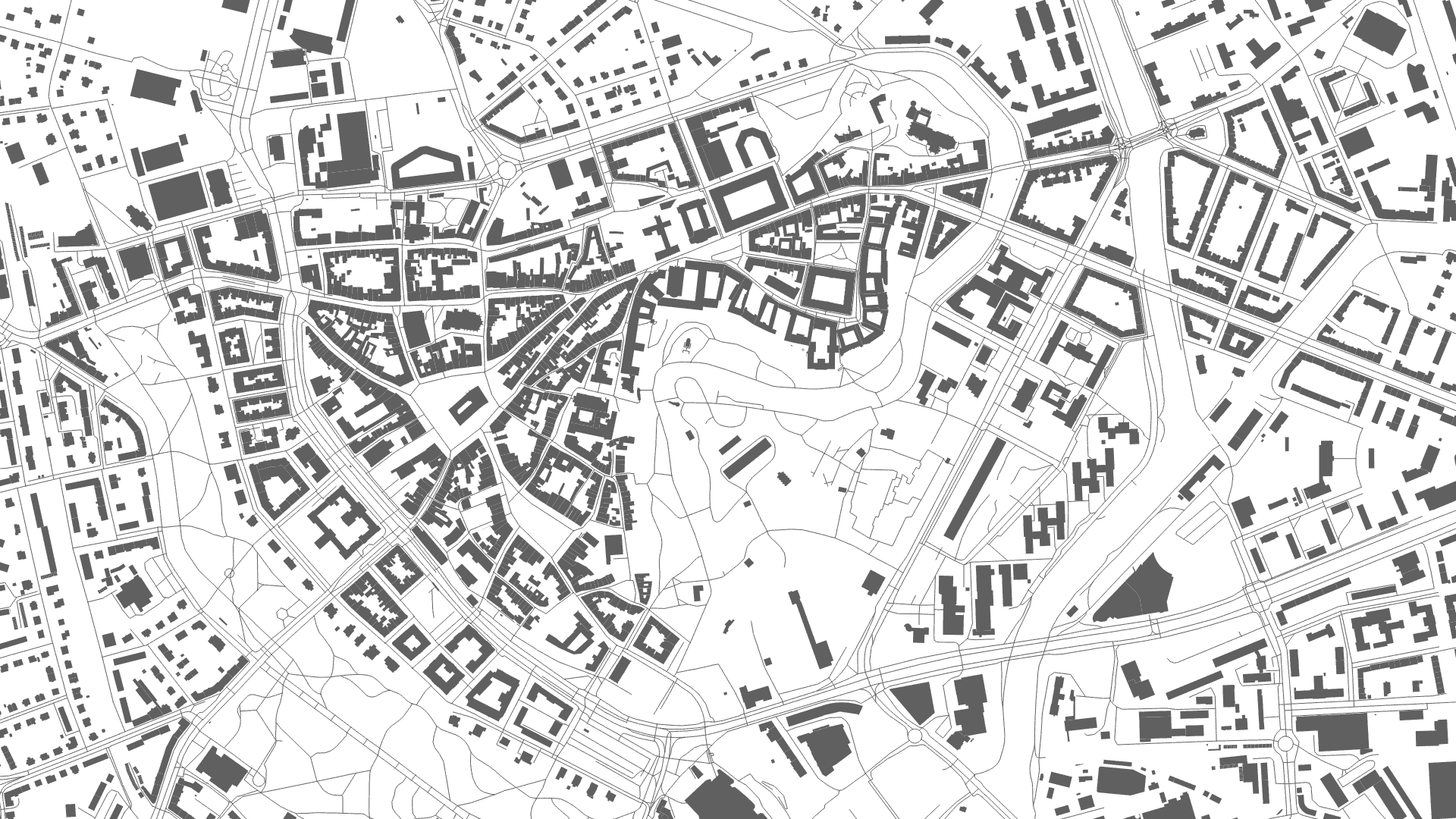 Black and white map of Olomouc